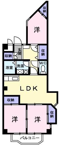 パステルビラ光陽(3LDK/2階)の間取り写真
