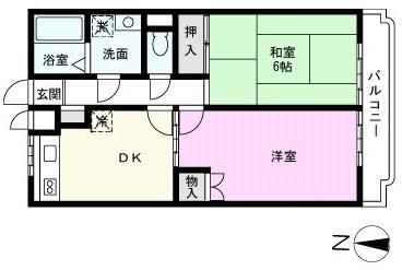 ジュネスタウン北戸田(2DK/1階)の間取り写真