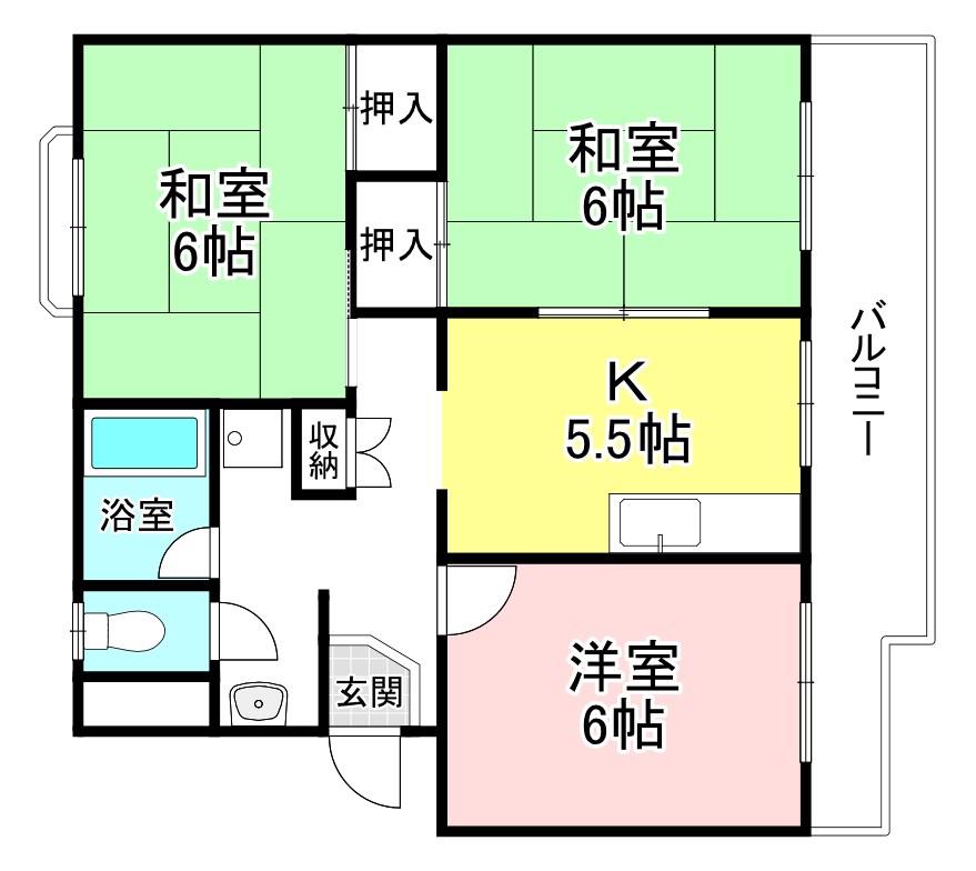 湖南コーポクライノII(3K/4階)の間取り写真