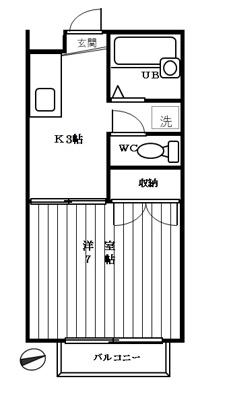 ホワイトハイツ渡辺(1K/2階)の間取り写真