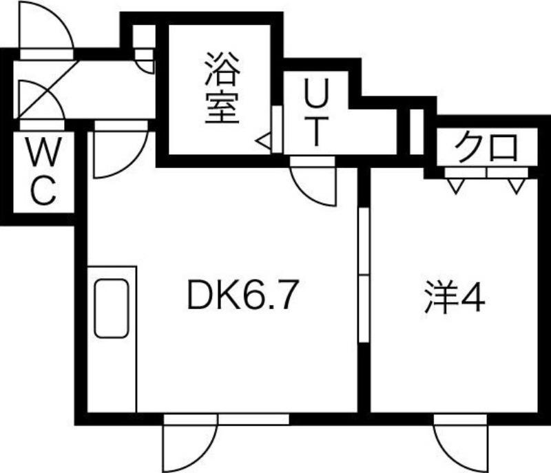 フラットJ北21条(1DK/2階)の間取り写真