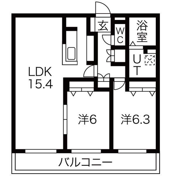 ラ・ヴィッサ宮の沢(2LDK/2階)の間取り写真