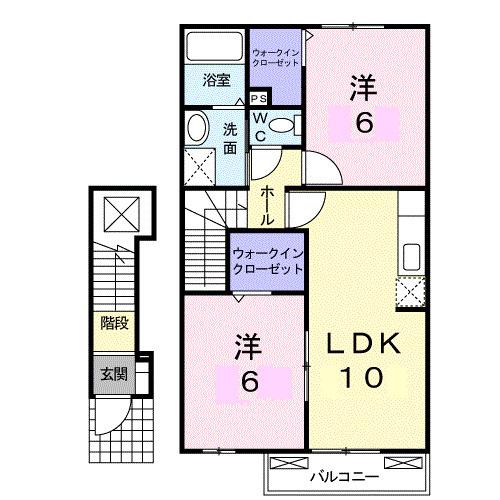グランデカーサG(2LDK/2階)の間取り写真