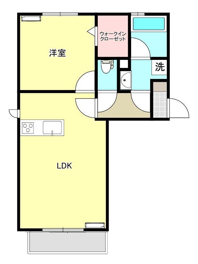 DーROOM新白河 II(1LDK/2階)の間取り写真