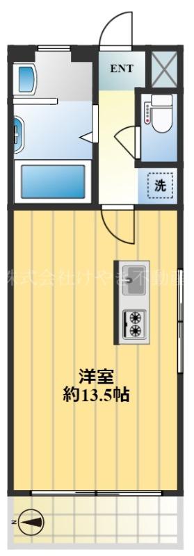 ヴィラ河合(ワンルーム/2階)の間取り写真