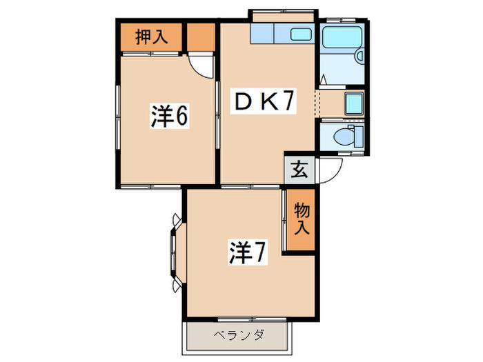 エイレーネ(2DK/2階)の間取り写真