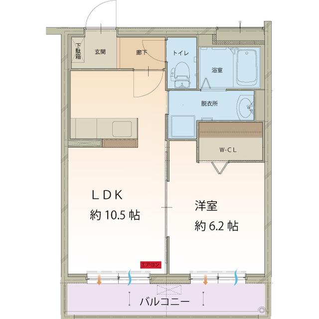 フラワーガーデン下恵土(1LDK/3階)の間取り写真