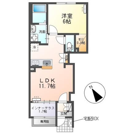 ルナクレセンテIII(1LDK/1階)の間取り写真
