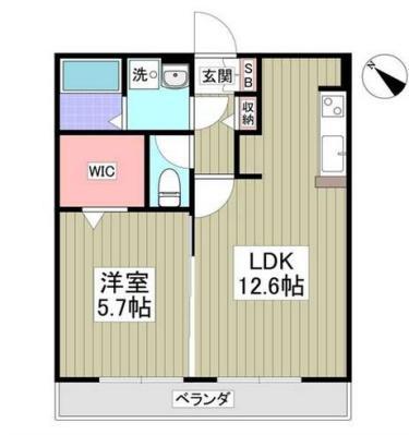 オーチャードコート(1LDK/2階)の間取り写真