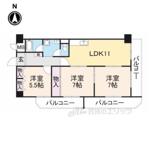 サンメゾン(3LDK/3階)の間取り写真