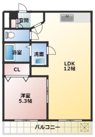 ハイツ禎紫園B(1LDK/1階)の間取り写真
