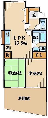 フォレスト深大寺B(2LDK/1階)の間取り写真