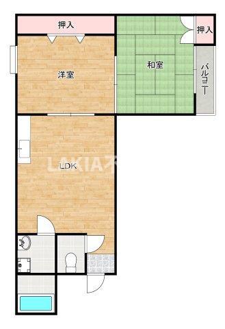 スタンドアップ桑津(2LDK/5階)の間取り写真