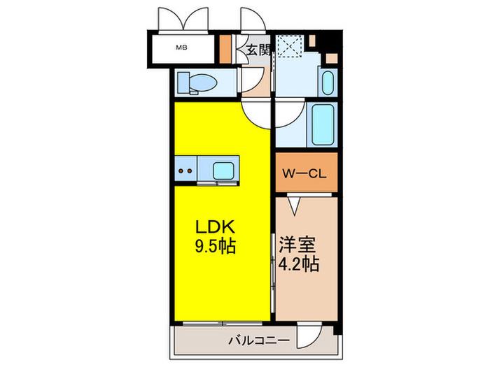 PRADO OHASHI(1LDK/13階)の間取り写真