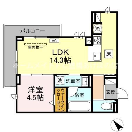 D-AVANCE佐藤一丁目(1LDK/1階)の間取り写真