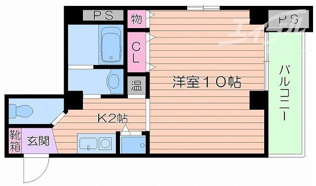 ゴックス南森町(1K/7階)の間取り写真