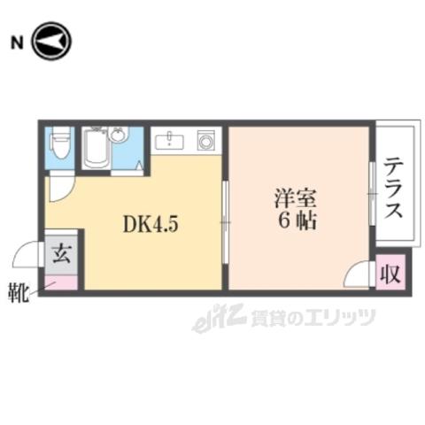 サンシャインシルク嵯峨(1DK/1階)の間取り写真