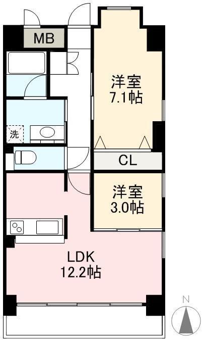 アルファレジデンス昭和町(2LDK/1階)の間取り写真