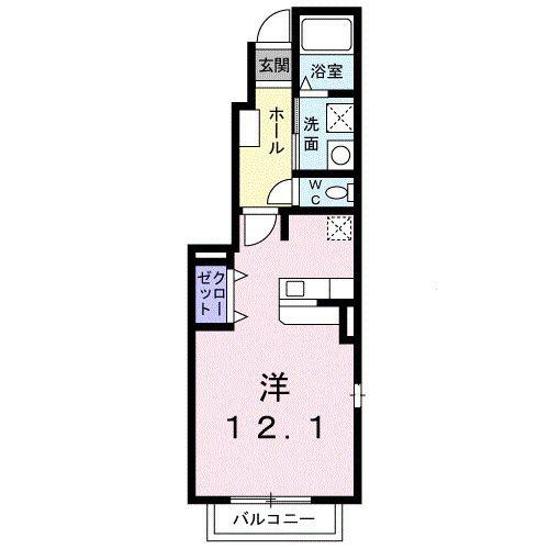 アルドール Y(ワンルーム/1階)の間取り写真