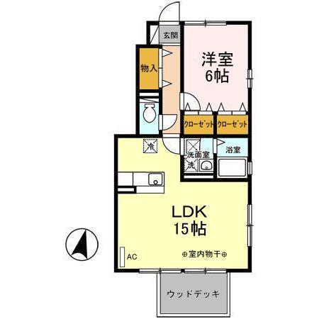 グランドヒルズC(1LDK/1階)の間取り写真