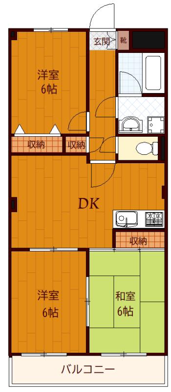 CIELO・GARDEN I(3DK/2階)の間取り写真
