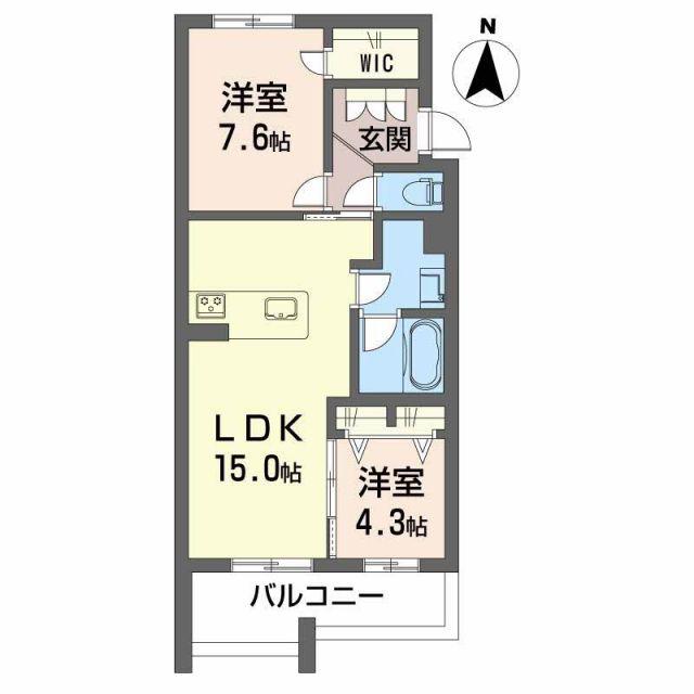 シャーメゾン蘇原村雨(2LDK/2階)の間取り写真