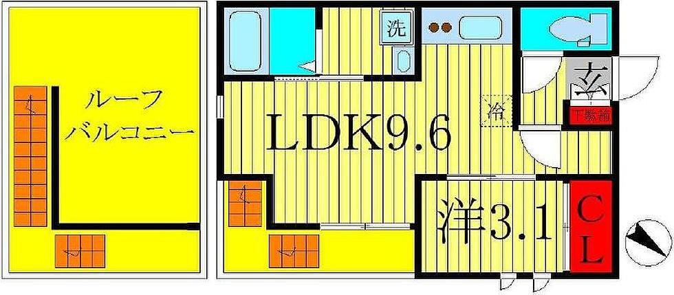 GRANDTIC柏(1LDK/2階)の間取り写真