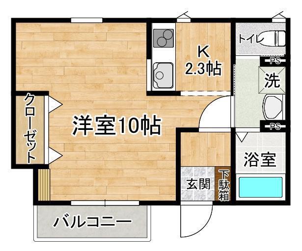 RAINBOW KAMIYOKOBA A(1K/1階)の間取り写真