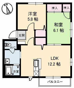 コートMT F館(2LDK/2階)の間取り写真