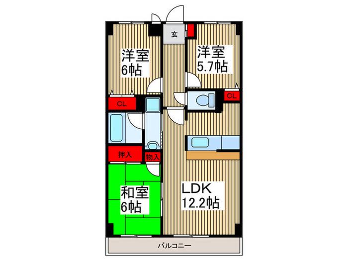スターハイム朝霞(3LDK/2階)の間取り写真