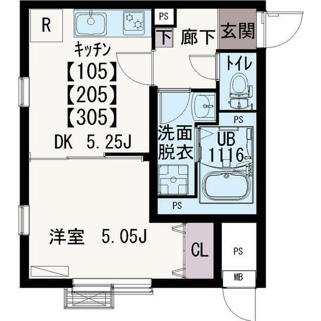 イクシオ BLUE TREE(1DK/2階)の間取り写真