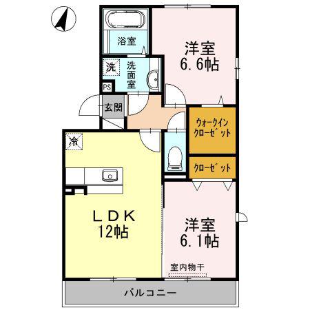 グリーンアベニュー(2LDK/3階)の間取り写真