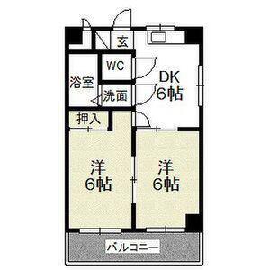 スワン一番館(2DK/3階)の間取り写真