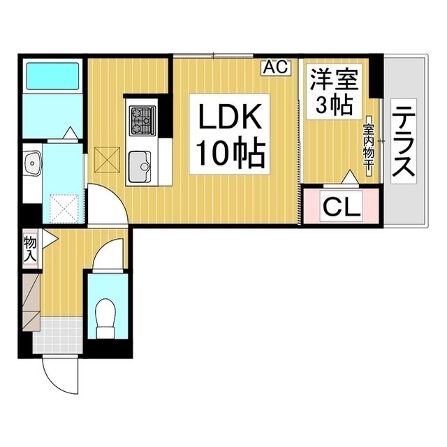 J-ROOM妃 VII番館 屋代駅前(1LDK/1階)の間取り写真
