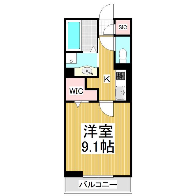 GRAND D-ROOM高宮中(1K/2階)の間取り写真