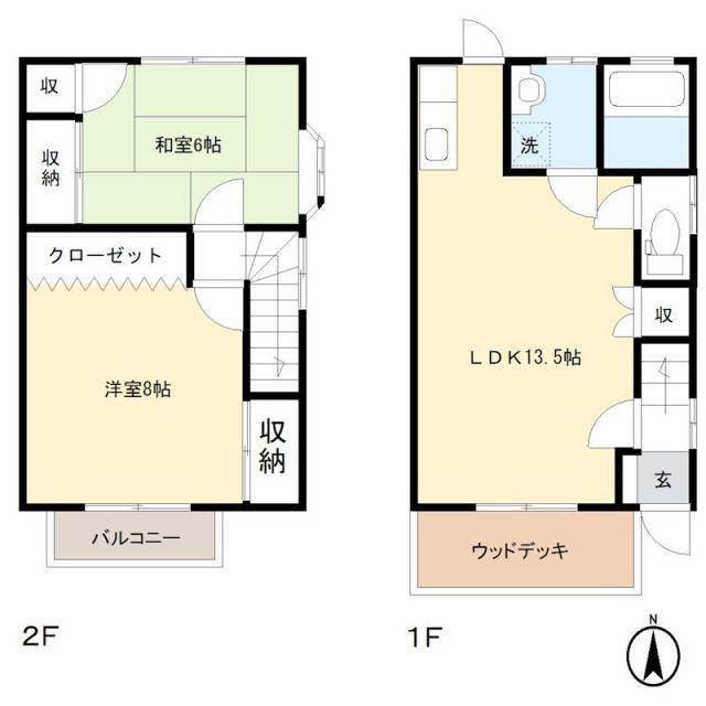 ファミーユ楓(2LDK/1階)の間取り写真