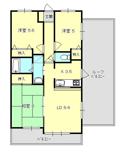 ナイスアーバン甲府中央(3LDK/7階)の間取り写真