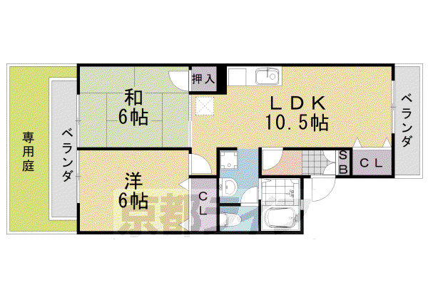 セジュール蘭(2LDK/2階)の間取り写真