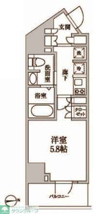 レジディア中延II(1K/4階)の間取り写真