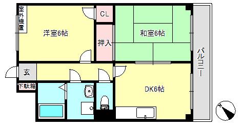 KUSABAマンション(2DK/2階)の間取り写真