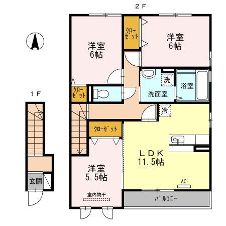 ウェスティ一色 C棟(3LDK/2階)の間取り写真