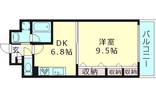 レジディア城北公園通(1DK/2階)の間取り写真