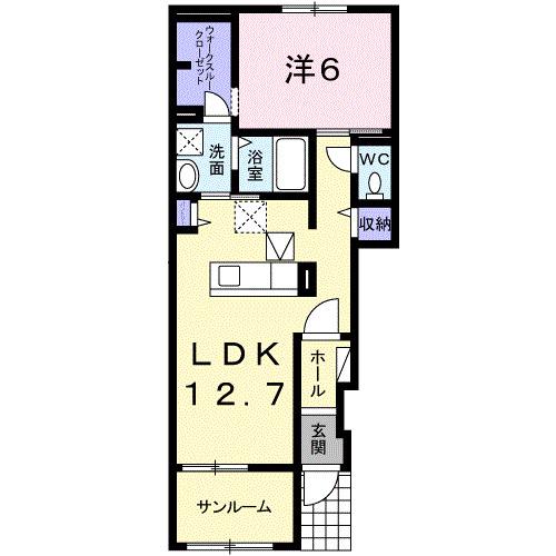 カレントヴィラ(1LDK/1階)の間取り写真
