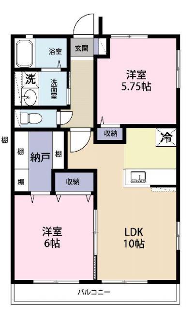 コンフォートウチヤマ(2LDK/1階)の間取り写真