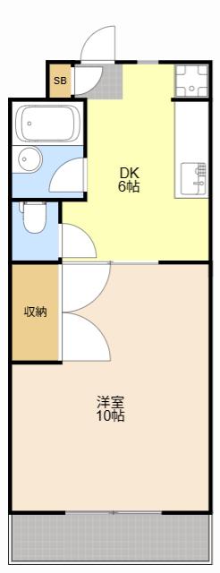 ハイライズ細島II(1DK/4階)の間取り写真