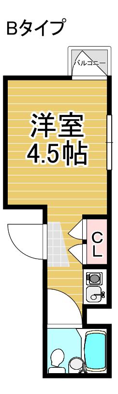 ビバリーヒルズ北島東(ワンルーム/2階)の間取り写真