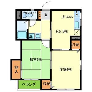 サントル(2DK/2階)の間取り写真