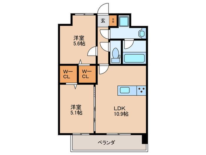 ペルフェクタ塩原(2LDK/8階)の間取り写真