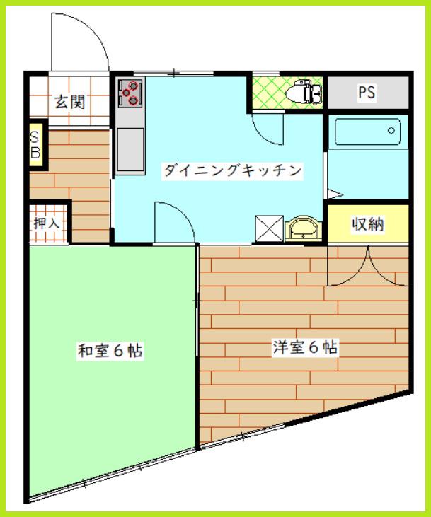 ファミール16(2DK/1階)の間取り写真