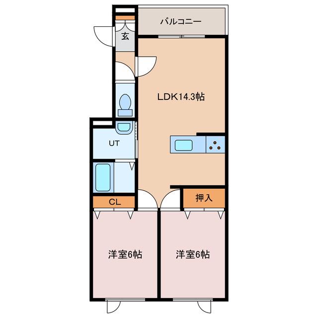 北海道苫小牧市 3階建 新築(2LDK/3階)の間取り写真